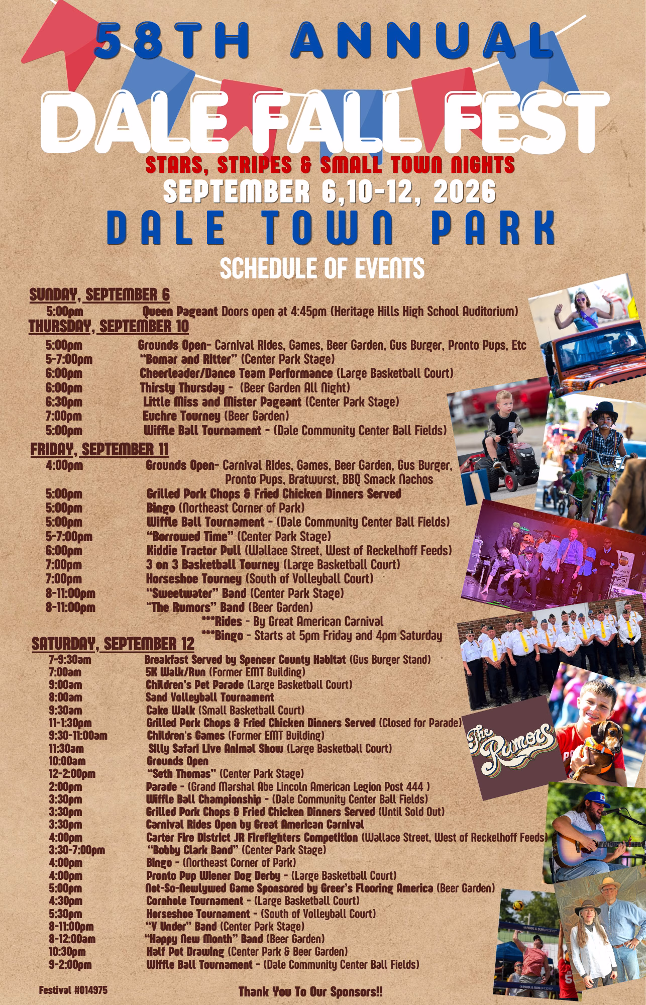 2026 Dale Fall Fest Schedule of Events Poster
