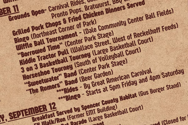 Dale Fall Fest Schedule of Events