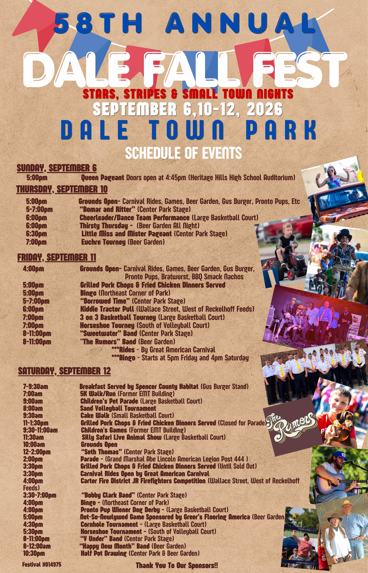 2026 Dale Fall Fest Schedule of Events Poster